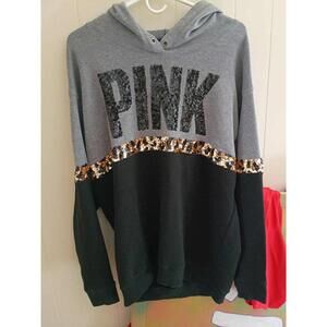Rare Y2K PINK Sequin Hoodie Size Large